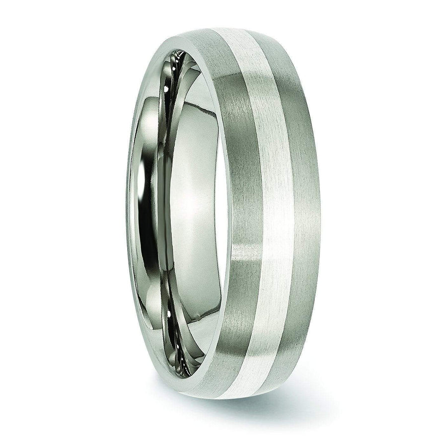 Titanium and Silver Wedding Band Matte Finish in 6mm Titanium Wedding Rings deBebians 