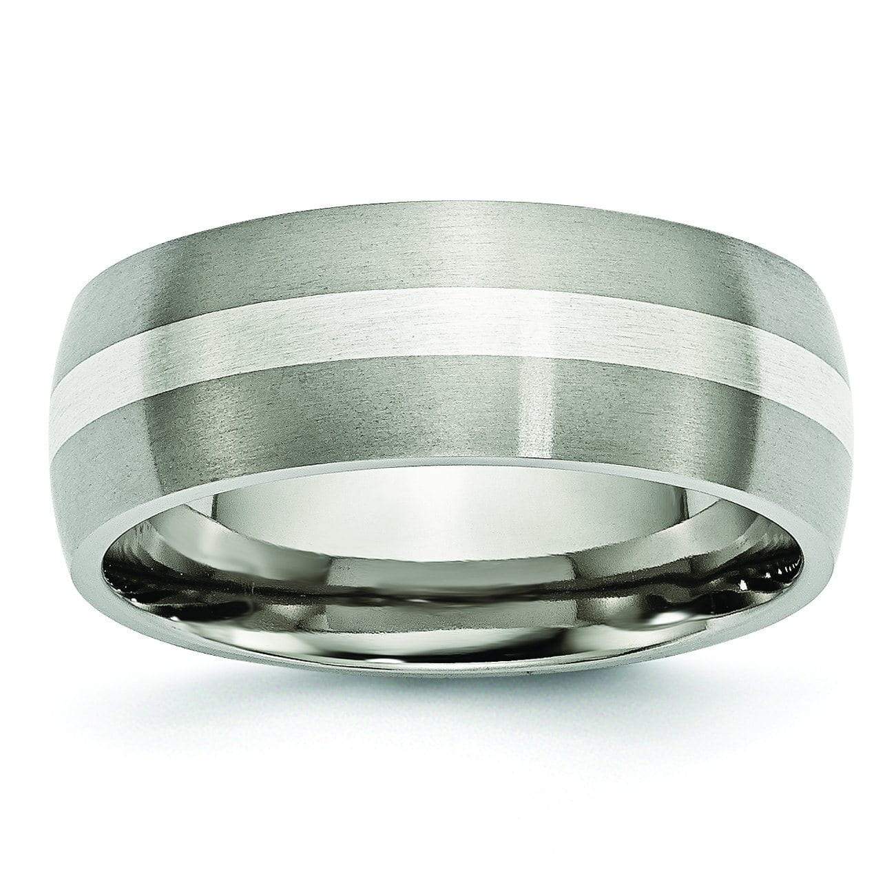 8mm Titanium Steel Carbide Ring - Blue & Silver Matte Finish Wedding Band Size 8 - View #9