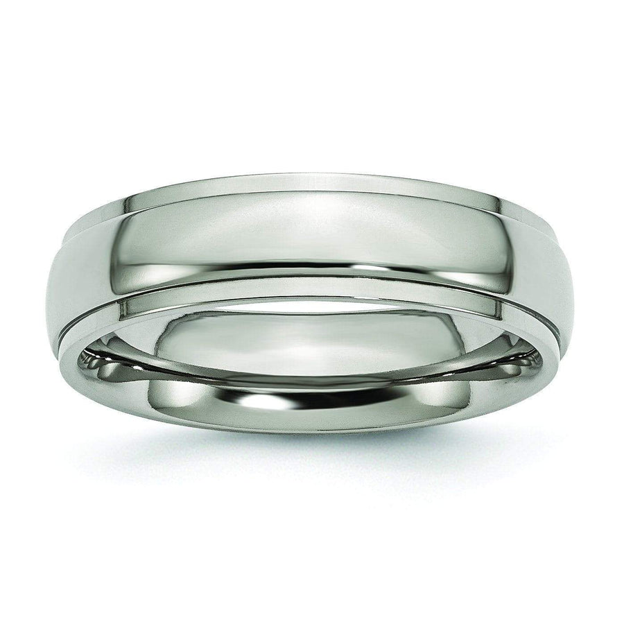 6mm Step Down Titanium Ring High Polish Finish Titanium Wedding Rings deBebians 