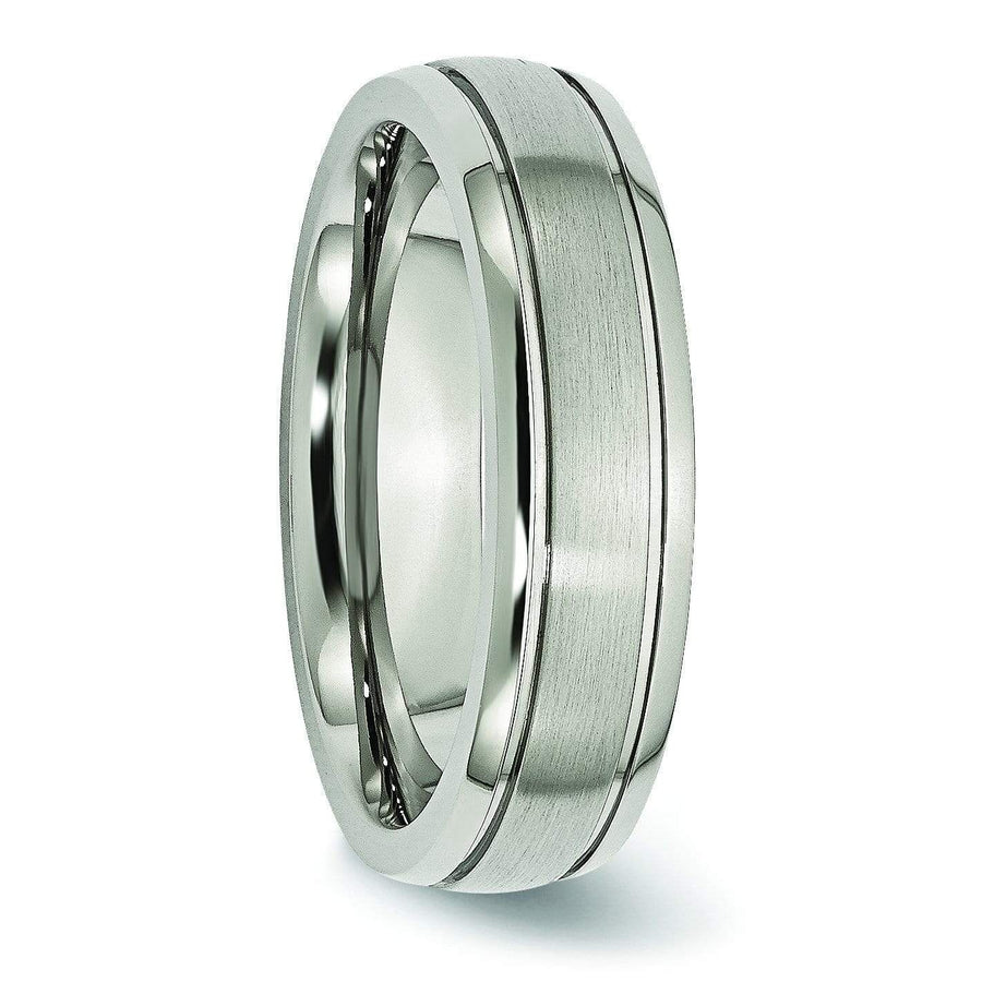 Grooved Edge Titanium Ring Matte & High Polish Finish 6mm Titanium Wedding Rings deBebians 