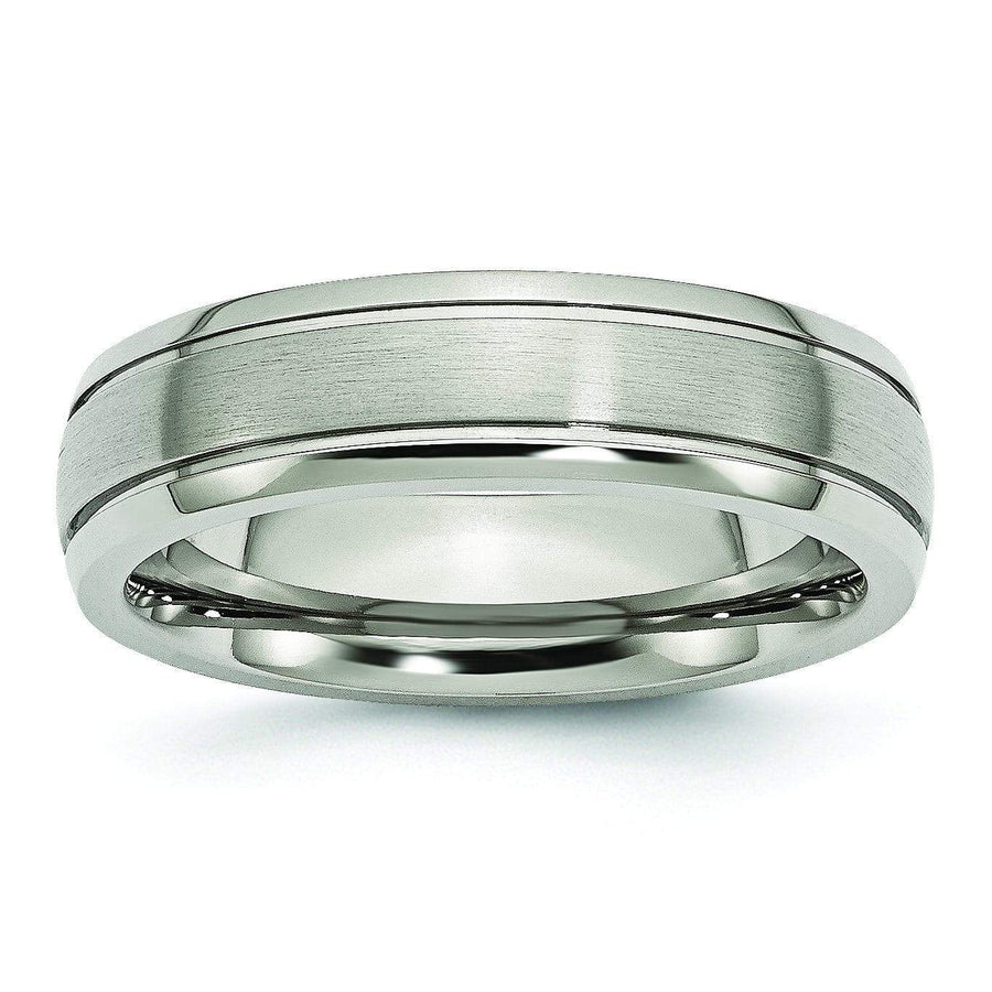 Grooved Edge Titanium Ring Matte & High Polish Finish 6mm Titanium Wedding Rings deBebians 