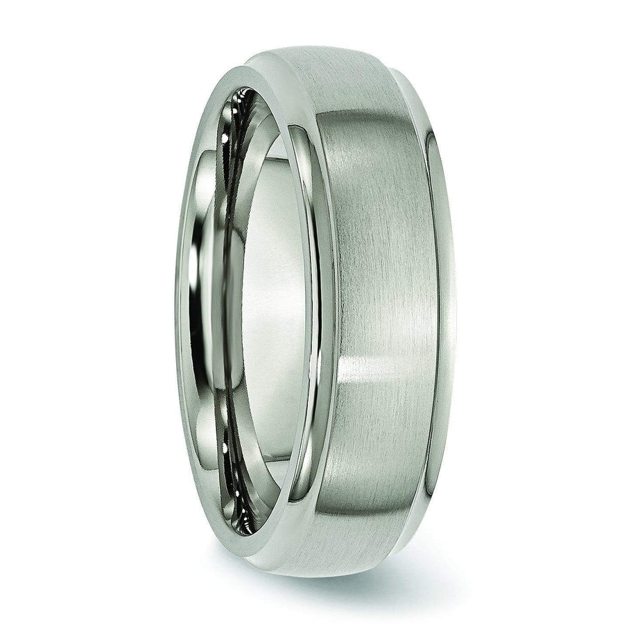 7mm Brushed Titanium Ring Step Edge Titanium Wedding Rings deBebians 