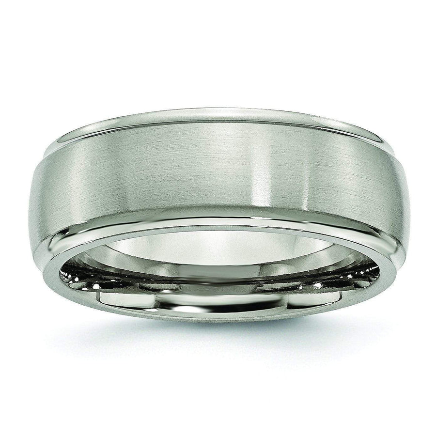 8mm Titanium Wedding Ring Step Edge Matte Finish Titanium Wedding Rings deBebians 