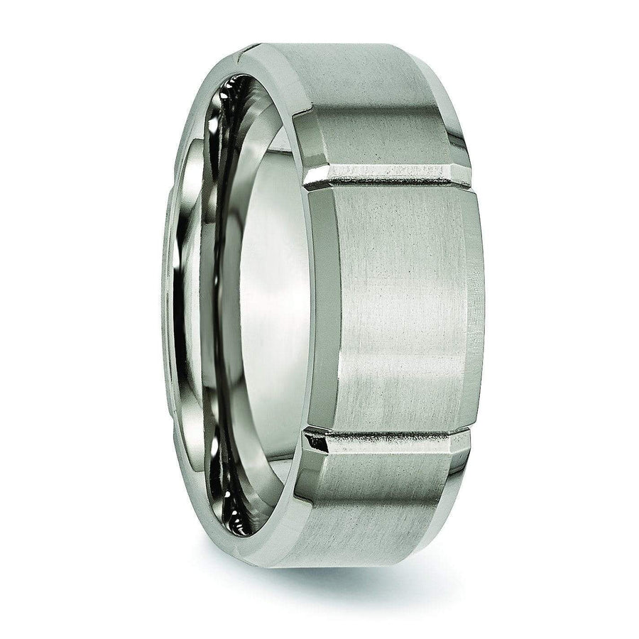 Grooved Mens Titanium Ring 8mm Titanium Wedding Rings deBebians 