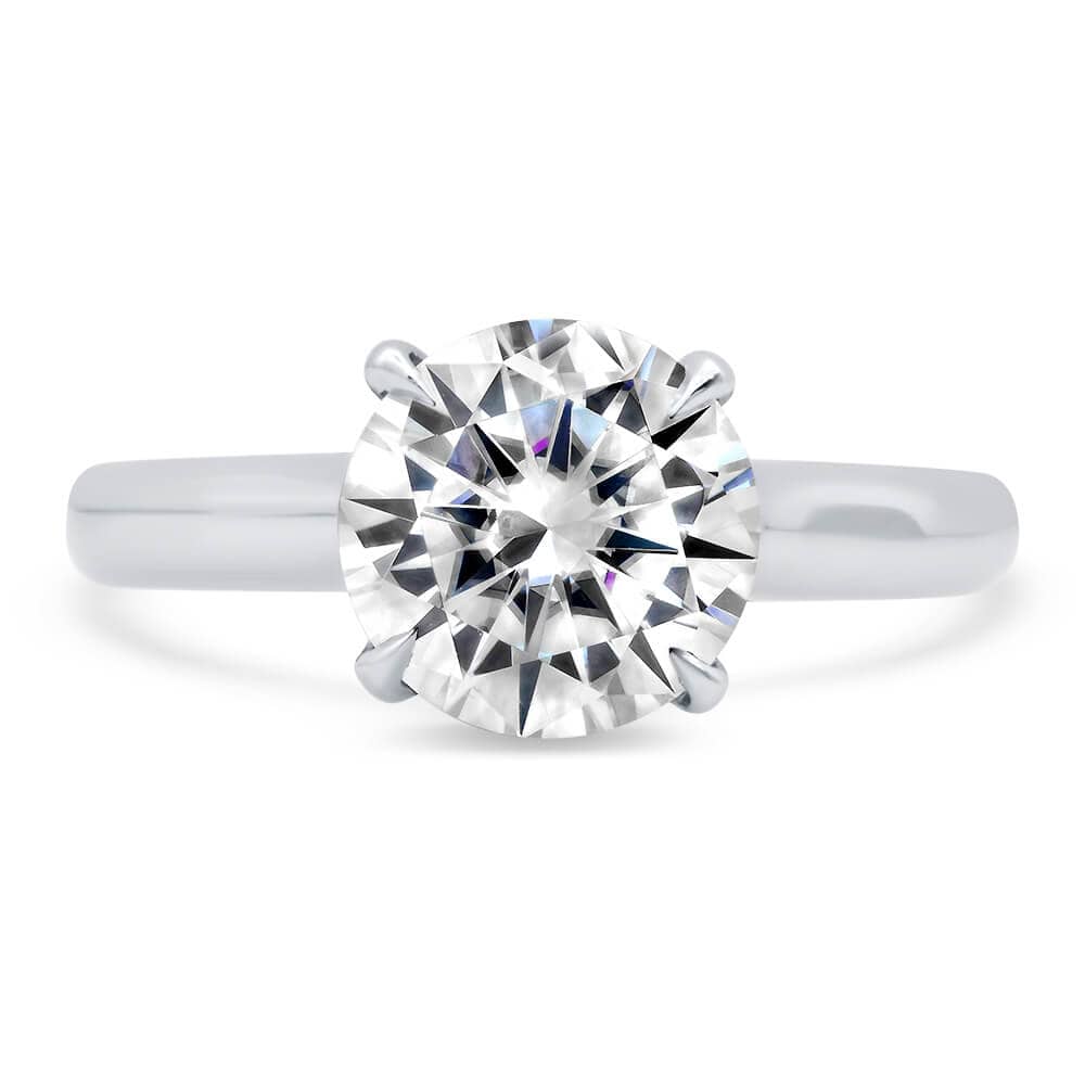 Cathedral Flat Band Square Moissanite Ring In 950 Platinum