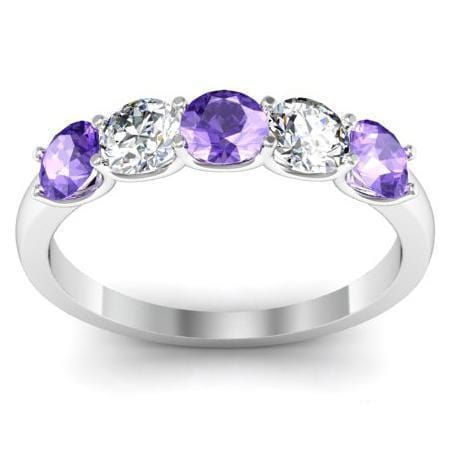U Prong Amethyst and Diamond Stone Ring – deBebians