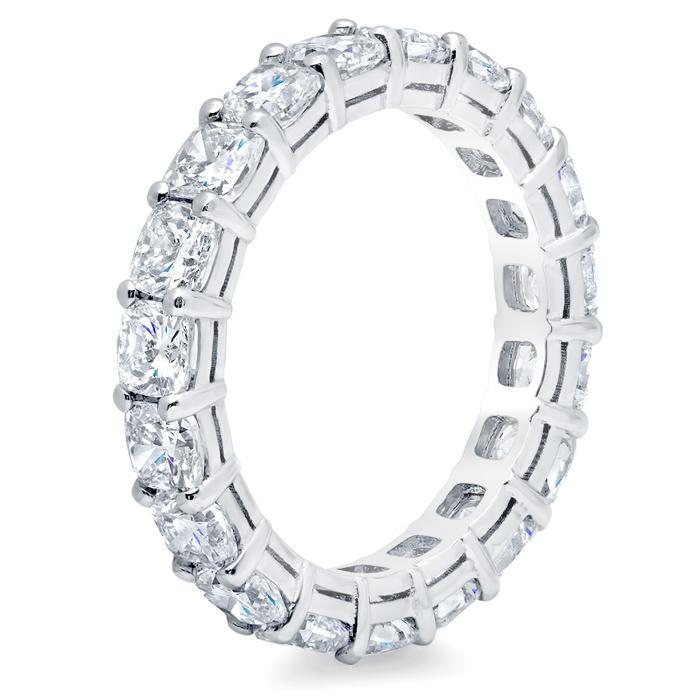 Cushion Cut Shared Prong Diamond Eternity Band - 5.10 carat - SI Clarity Diamond Eternity Rings deBebians 