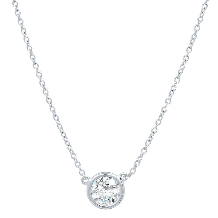 Floating Diamond Solitaire Bezel Set Pendant Necklace Necklaces deBebians 