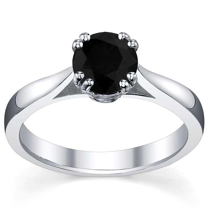 Black Diamond Double Prong Tapered Solitaire Solitaire Engagement Rings deBebians 