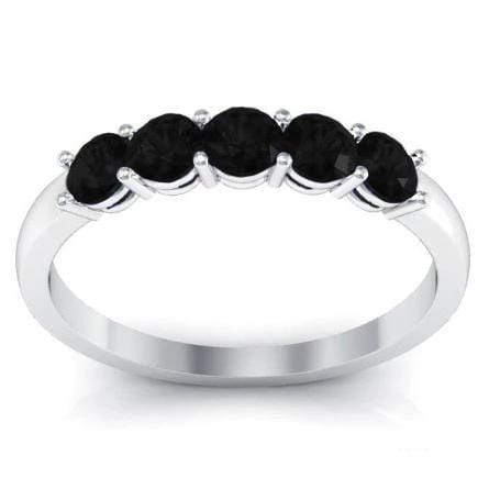 0.50cttw Shared Prong Black Diamond Five Stone Ring Five Stone Rings deBebians 