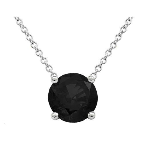 Black Diamond Solitaire Pendant Necklace Solitaire Necklaces deBebians 