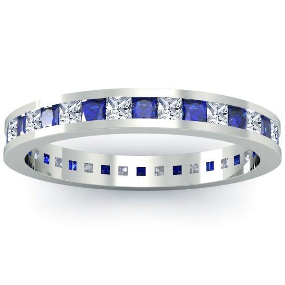 Blue Sapphire and Diamond Eternity Ring Gemstone Eternity Rings deBebians 