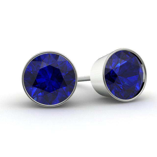 Blue Sapphire Stud Earrings Gemstone Stud Earrings deBebians 