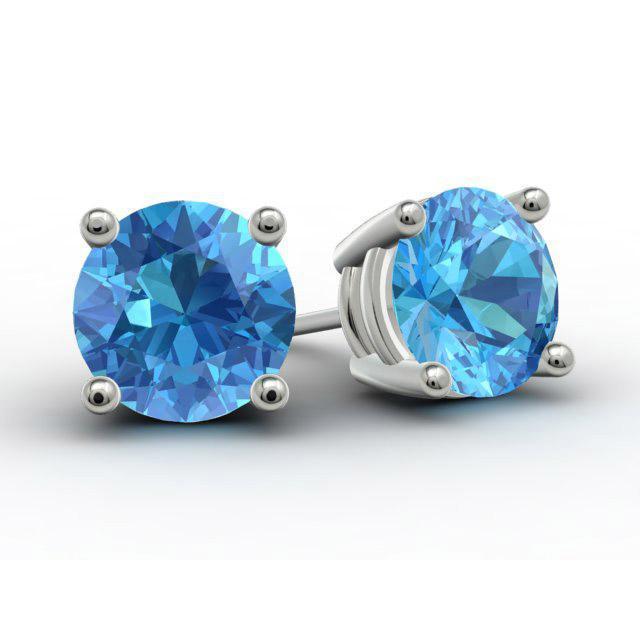 Blue Topaz Stud Earrings Gemstone Stud Earrings deBebians 