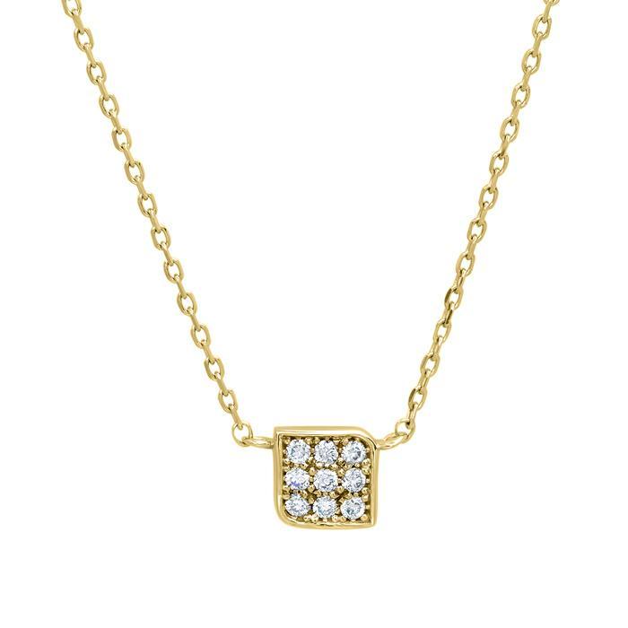 Box Pendant with Pave Diamonds Diamond Necklaces deBebians 