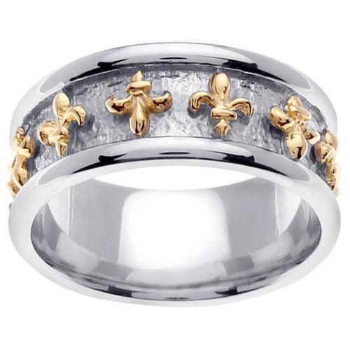 Two Tone Fleur de Lis Platinum and Gold Handmade Ring Platinum Wedding Rings deBebians 
