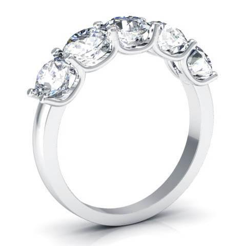 2.00cttw U Prong Round GIA Certified Diamond Five Stone Ring Five Stone Rings deBebians 
