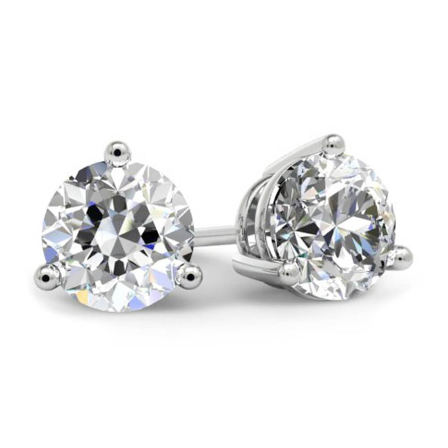 Round Brilliant Diamond Stud Earrings - 3 Prong Diamond Stud Earrings deBebians 