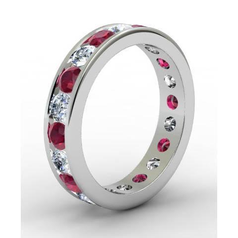 Channel Set Eternity Ring with Diamonds and Rubies Gemstone Eternity Rings deBebians 