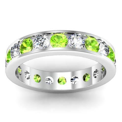 Round Peridot and Diamond Eternity Ring in Channel Setting Gemstone Eternity Rings deBebians 