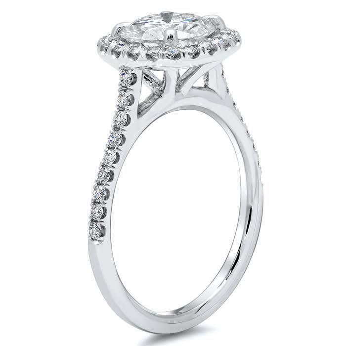 Cushion Halo Engagement Ring for Round Diamond or Moissanite Halo Engagement Rings deBebians 