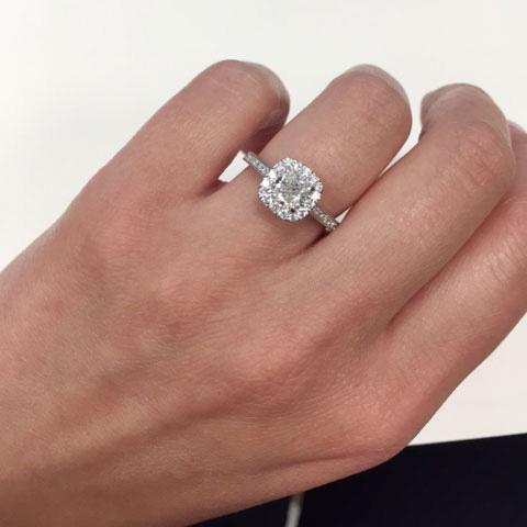 Cushion cut diamond pave band Clearance