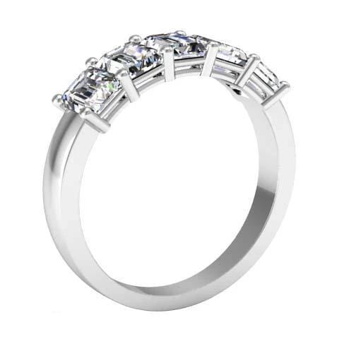 2.00cttw Shared Prong Emerald Cut Diamond Five Stone Ring Five Stone Rings deBebians 