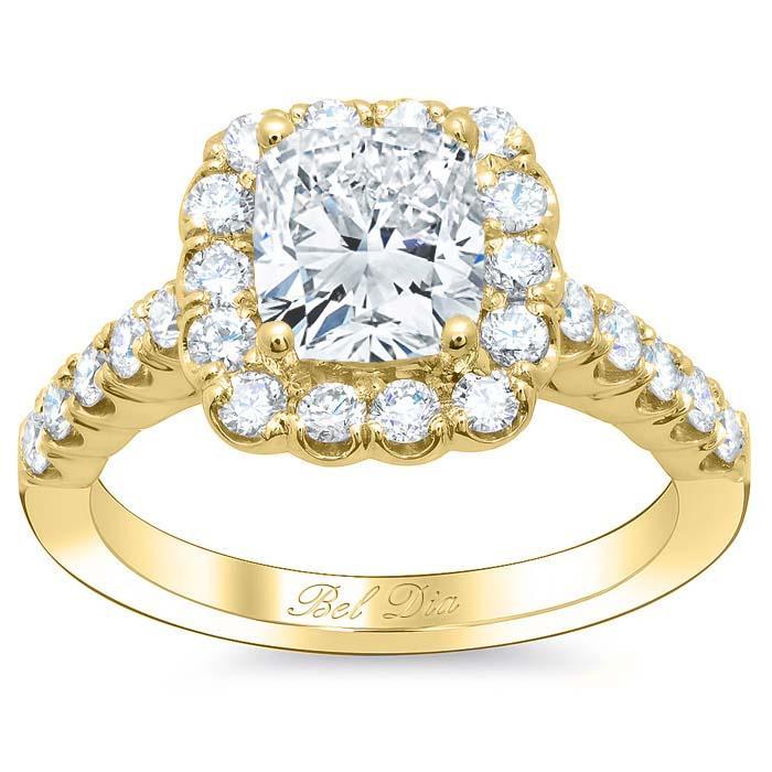 Diamond Accented Cushion Halo Engagement Ring Halo Engagement Rings deBebians 