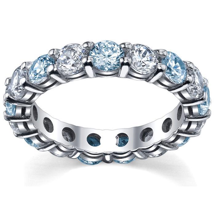 Aquamarine and diamond eternity ring Clearance