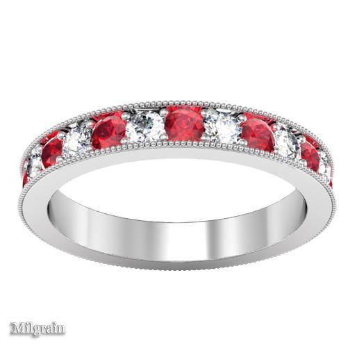 Diamond and Ruby Pave Eternity Ring (1.30 cttw) Gemstone Eternity Rings deBebians 