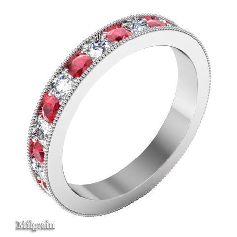 Diamond and Ruby Pave Eternity Ring (1.30 cttw) Gemstone Eternity Rings deBebians 