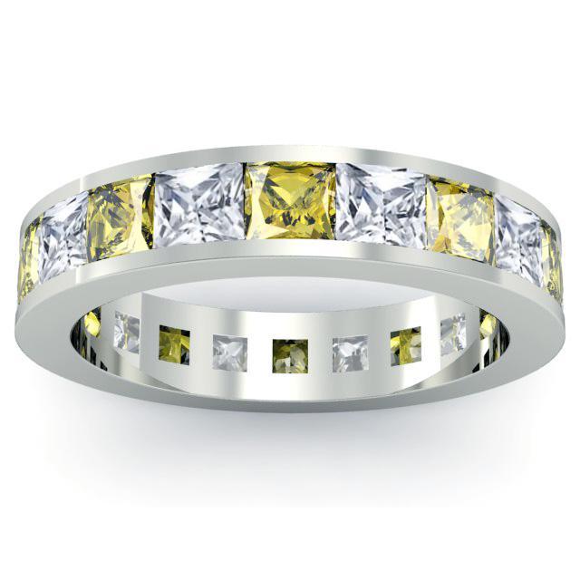 Diamond and Yellow Sapphire Eternity Wedding Band Gemstone Eternity Rings deBebians 
