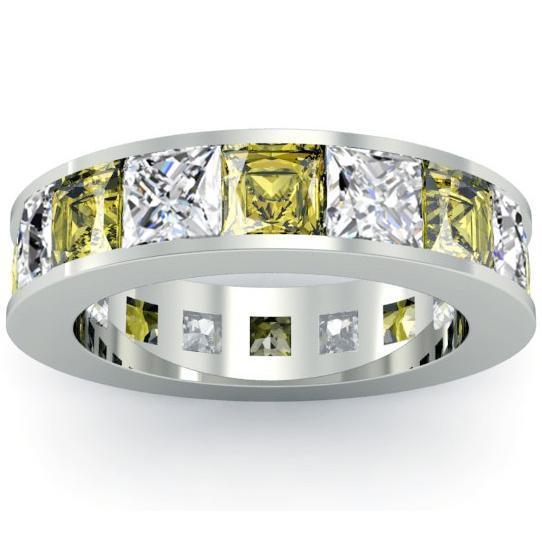 Diamond and Yellow Sapphire Gemstone Eternity Band Gemstone Eternity Rings deBebians 