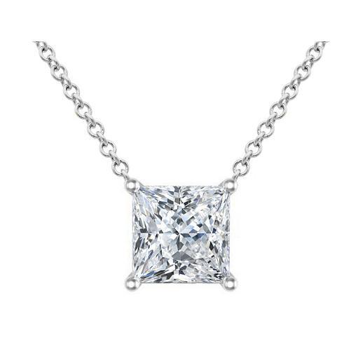 Princess Cut Diamond Pendant Necklace 14k Gold deBebians