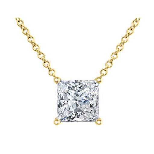 Diamond Princess Cut Pendant Solitaire Necklaces deBebians 