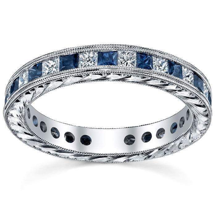 Diamond Eternity Wedding Ring Band with Sapphires or Rubies in