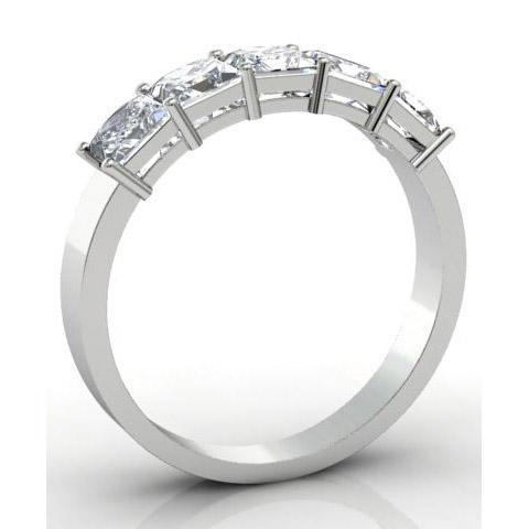 1.50cttw Shared Prong Princess Cut GIA Certified Diamond Five Stone Ring Five Stone Rings deBebians 