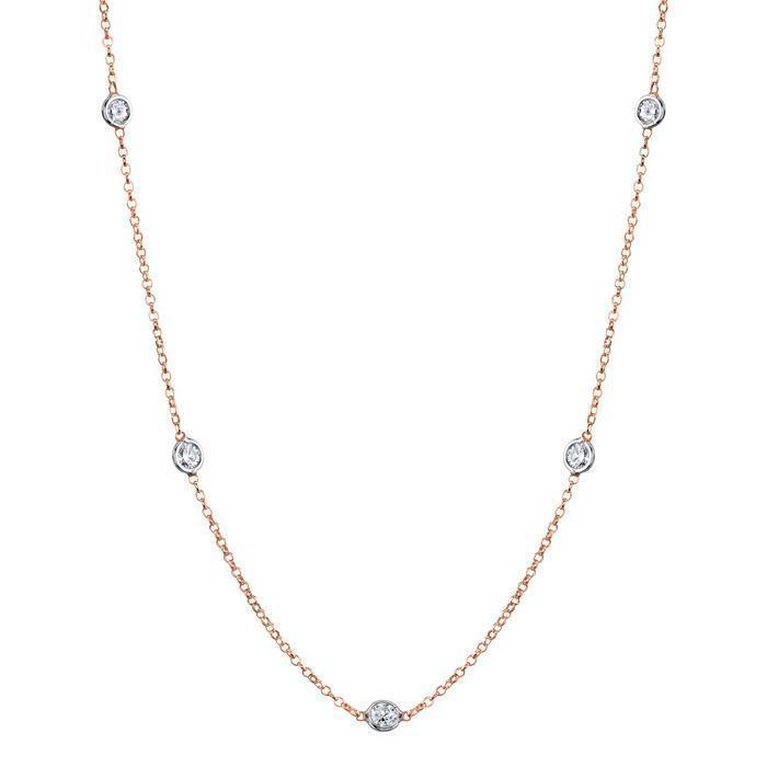 0.50 cttw Diamond Bezel Set Station Necklace Necklaces deBebians 