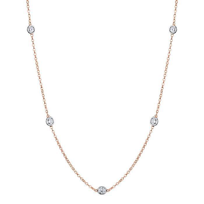 Diamonds by the Inch Necklace, G-H/I1, 1.40 cttw Diamond Station Necklaces deBebians 