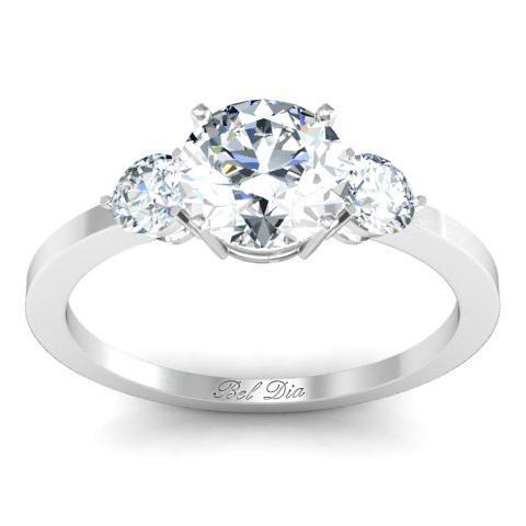 Three Stone Ring Setting (0.25cttw) Diamond Accented Engagement Rings deBebians 
