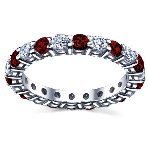 Diamond Eternity Wedding Ring with Rubies 2.00cttw Gemstone Eternity Rings deBebians 