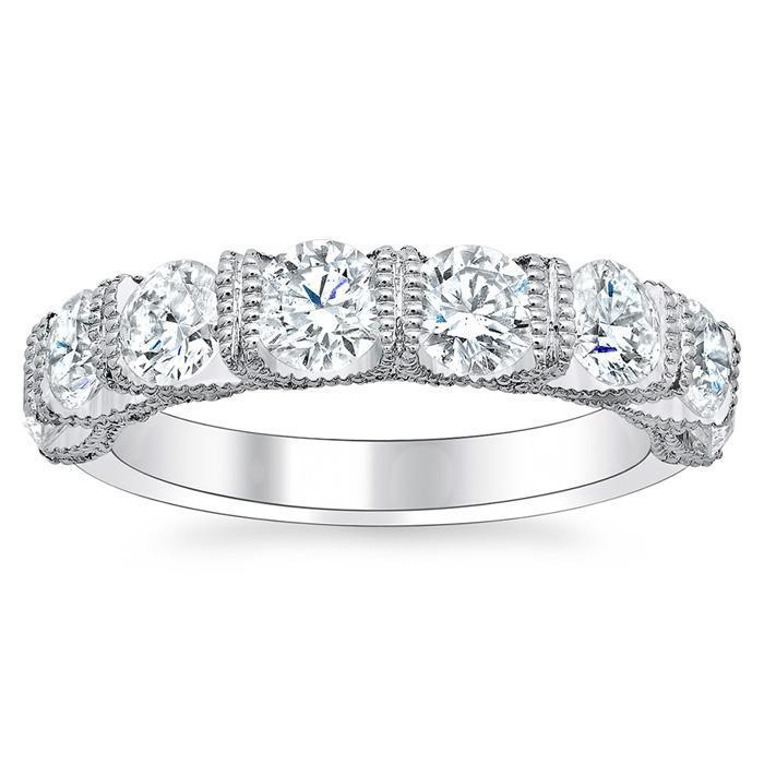 Eight Stone Wedding Band with Milgrain Diamond Wedding Rings deBebians 