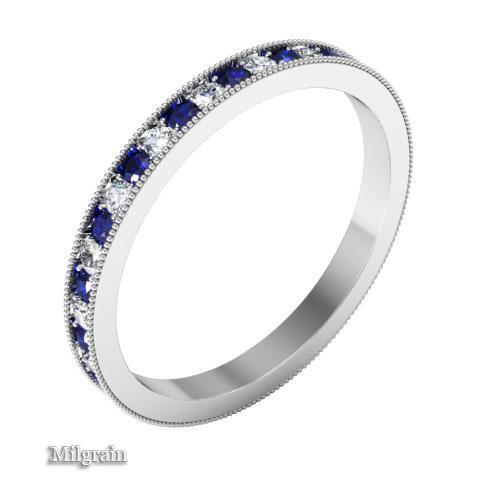 Eternity Ring with Pave Blue Sapphires and Diamonds (0.50 cttw) Gemstone Eternity Rings deBebians 