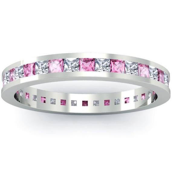 Eternity Ring with Pink Sapphires and Diamonds Gemstone Eternity Rings deBebians 