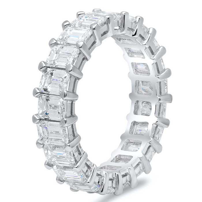 Emerald Cut Shared Prong Diamond Eternity Band - 5.00 carat Diamond Eternity Rings DeBebians 