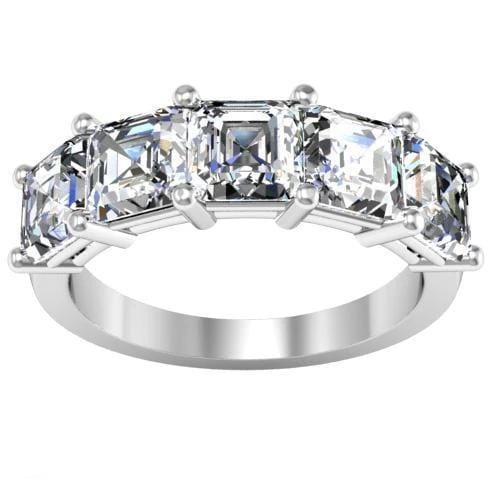 3.00cttw Shared Prong Asscher Diamond Five Stone Ring Five Stone Rings deBebians 