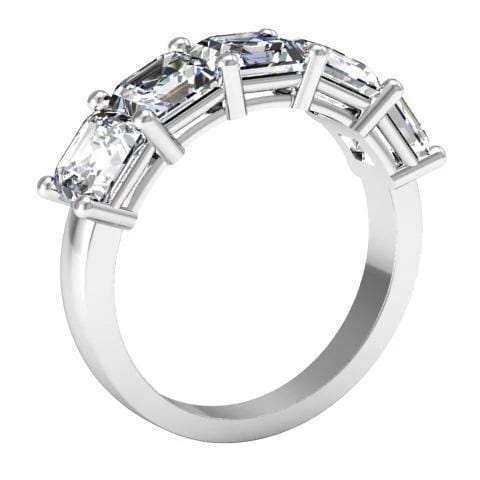 3.00cttw Shared Prong Asscher Diamond Five Stone Ring Five Stone Rings deBebians 
