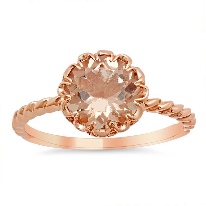 Floral Morganite Solitaire Engagement Ring Rose Gold & Morganite Engagement Rings deBebians 