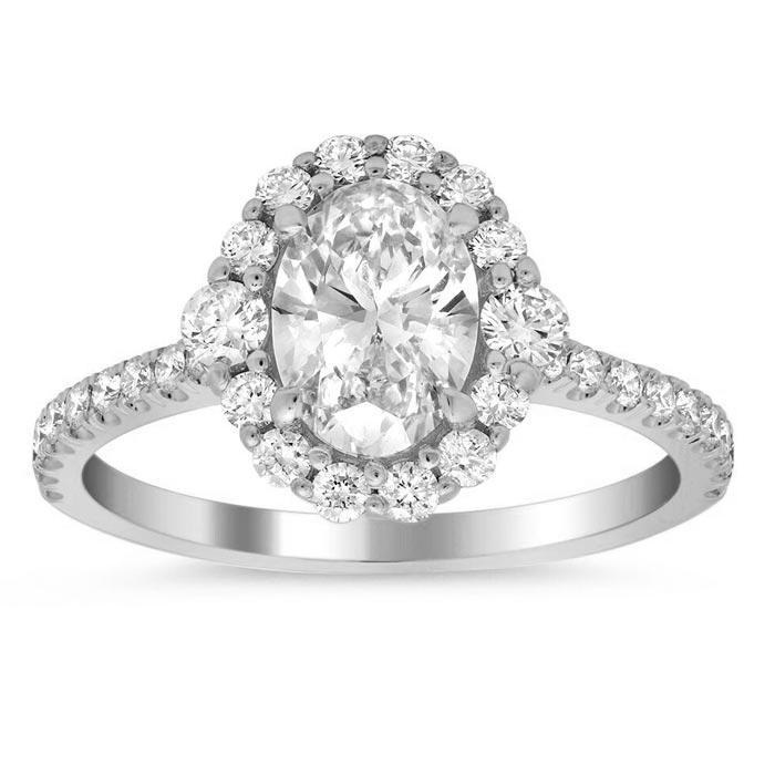 Floral Three Stone Halo Engagement Ring Halo Engagement Rings deBebians 