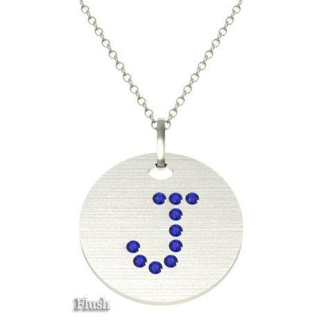 Blue Sapphire Initial Pendant Neckace Personalized Necklaces deBebians 